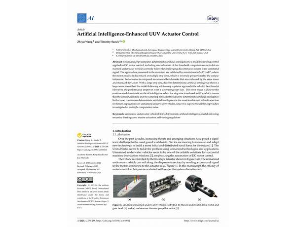 AI, Vol. 4, Pages 270-288: Artificial Intelligence-Enhanced UUV Actuator Control